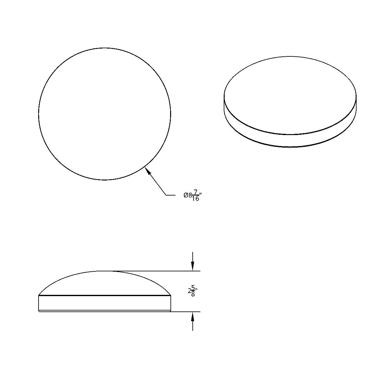 8" Stainless Dome Rear Hubcap
