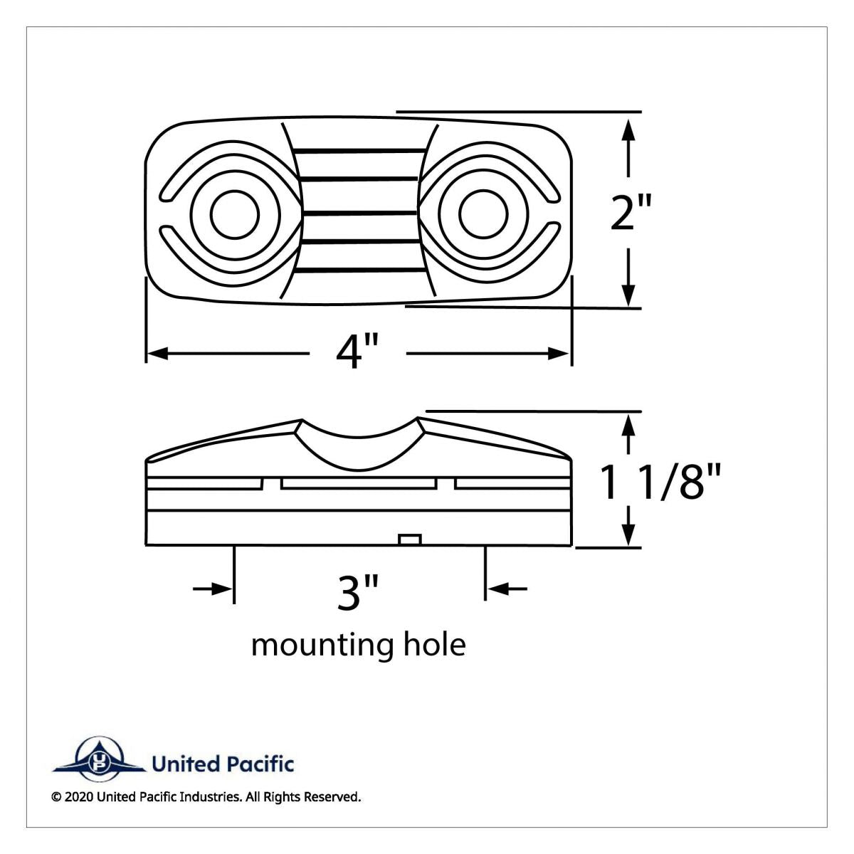 4" x 2" Red Tiger Eye LED
