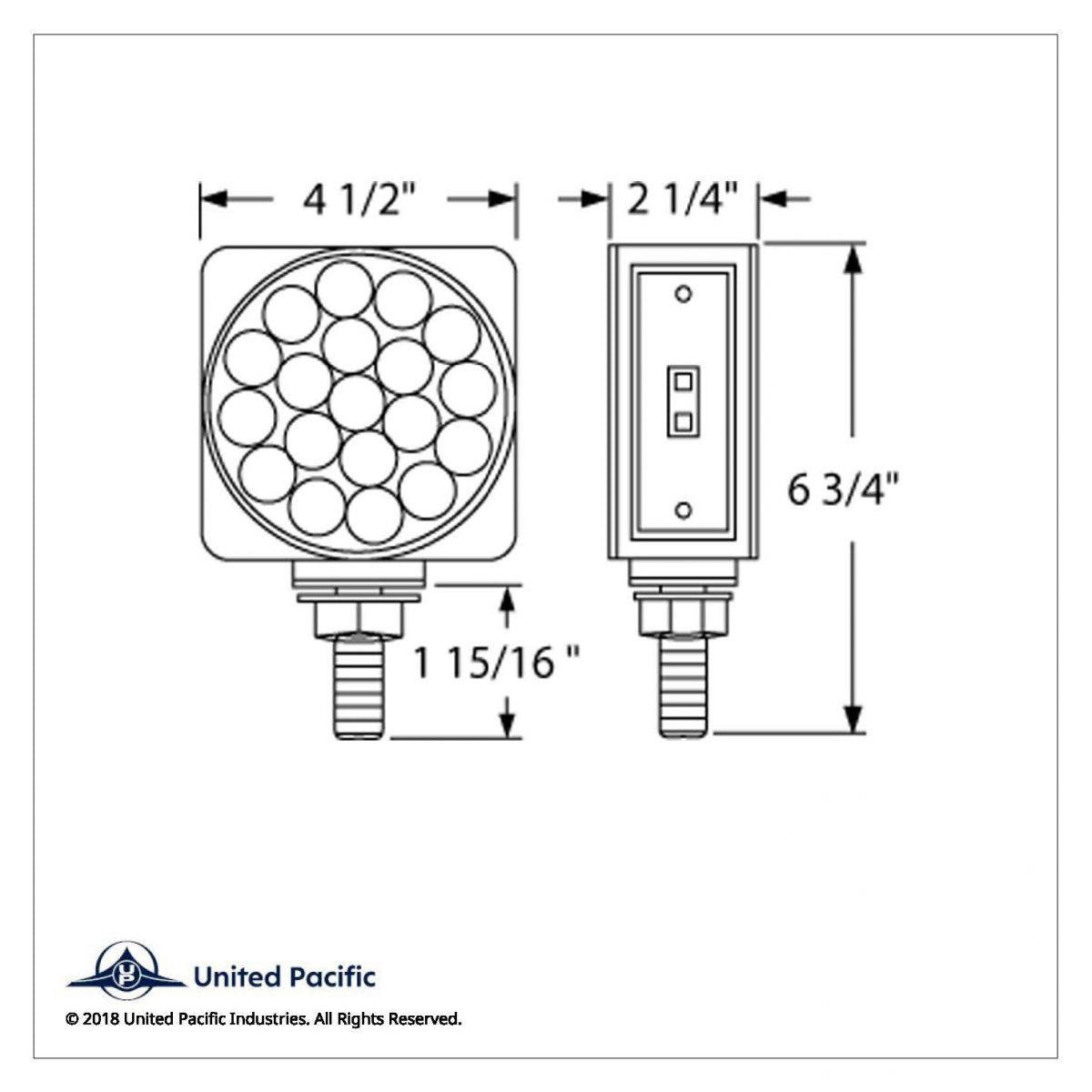 Amber/Red LED Double Face Turn Signal Light (Driver) Single Post