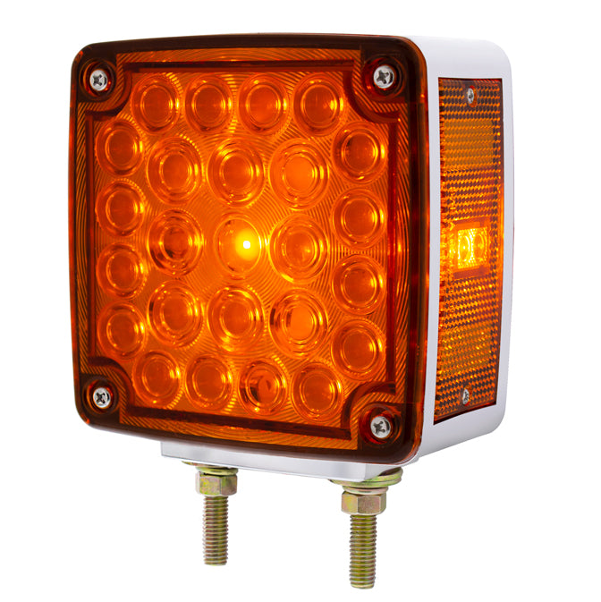 Amber/Red 52 LED Double Face Turn Signal Light (Driver) Double Post