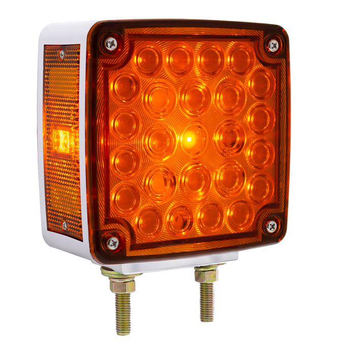 Amber/Red 52 LED Double Face Turn Signal Light (Passenger) Double Post