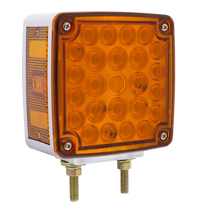 Amber/Red 52 LED Double Face Turn Signal Light (Passenger) Double Post