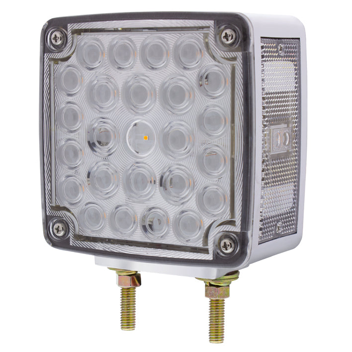 Amber/Red LED Double Clear Face Turn Signal Light (Driver) Single Post