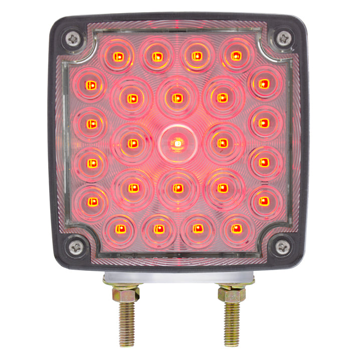 Amber/Red LED Double Clear Face Turn Signal Light (Driver) Single Post