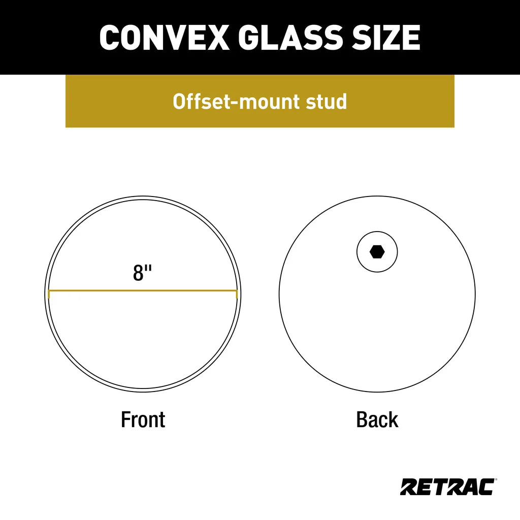 8" Offset-Mount Heated Convex Mirror Head
