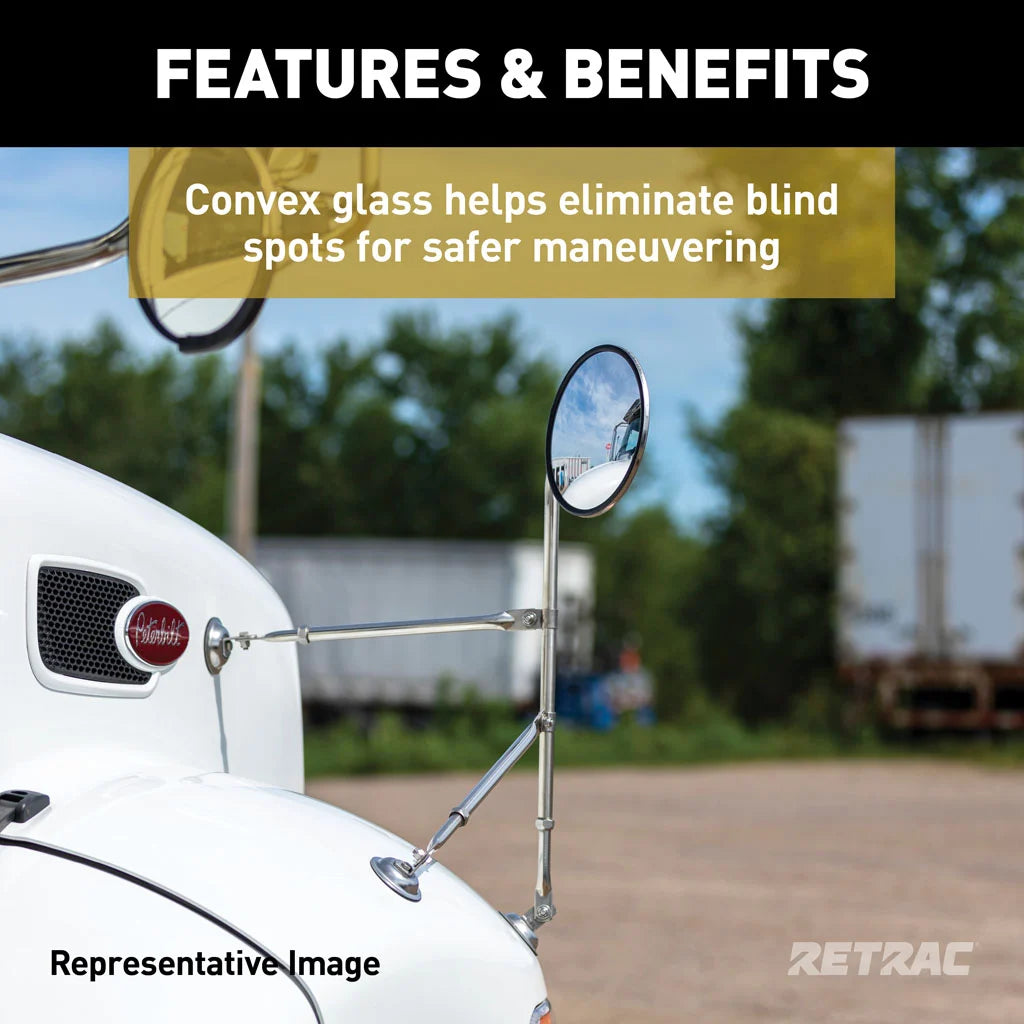 8" Offset-Mount Heated Convex Mirror Head