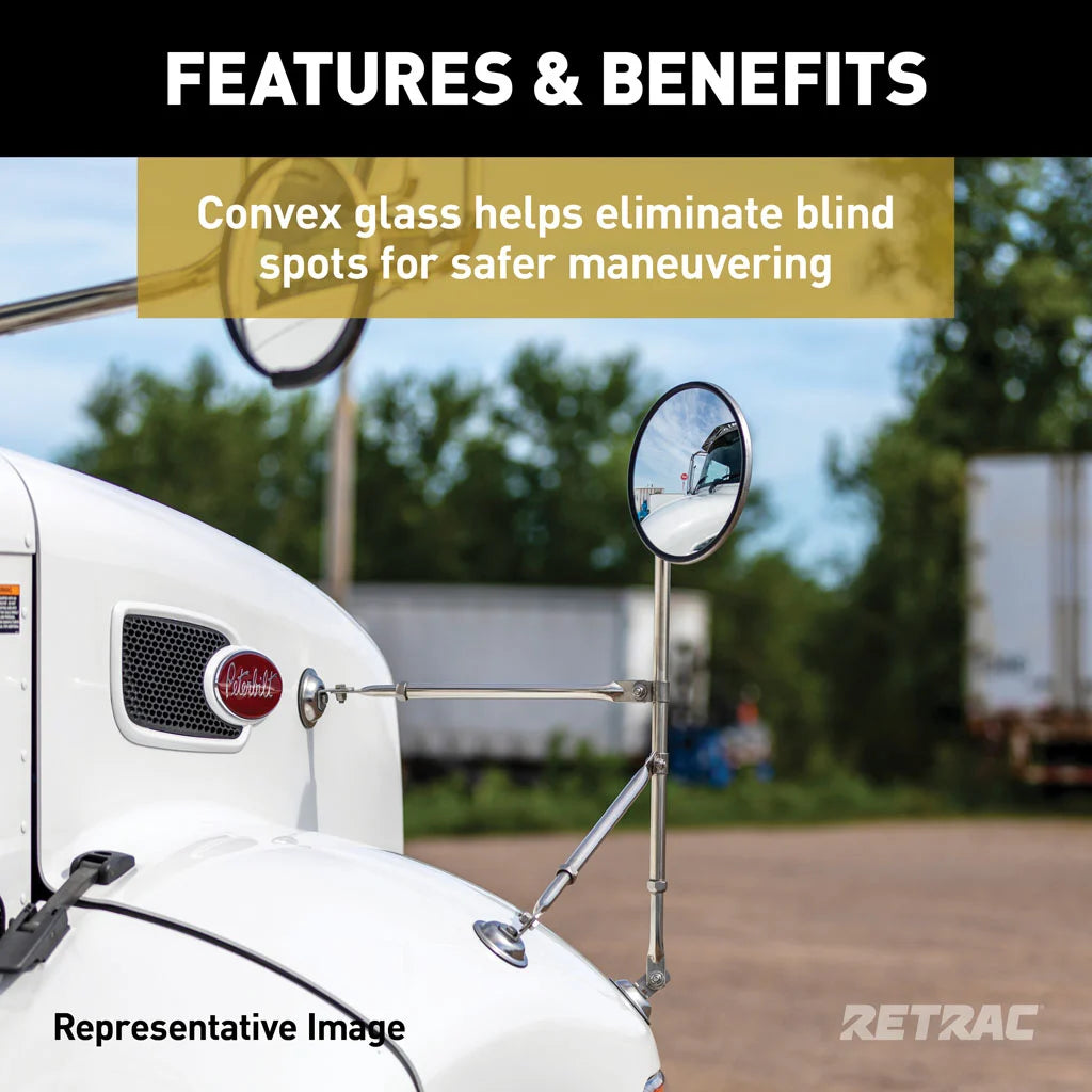 6" Stainless Center-Mount Convex Mirror Head with J-Bracket