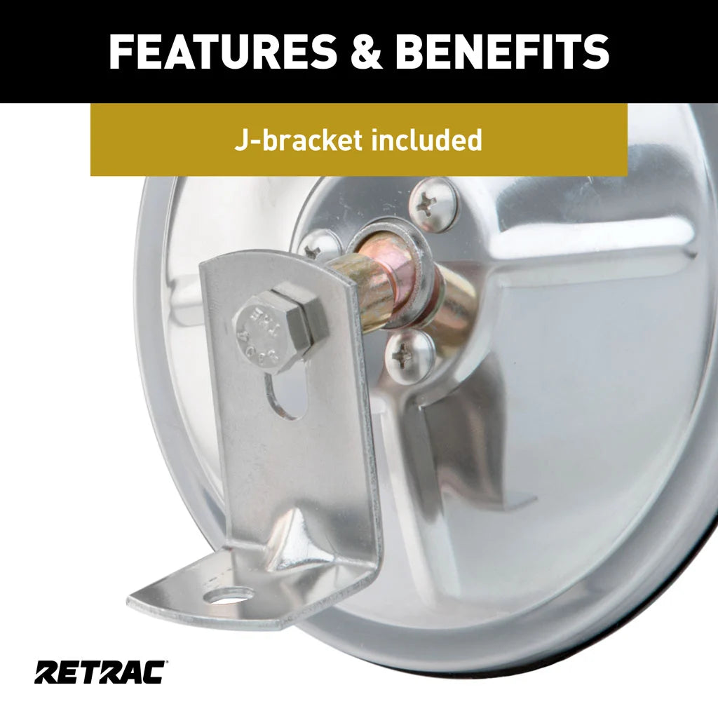 6" Stainless Center-Mount Convex Mirror Head with J-Bracket