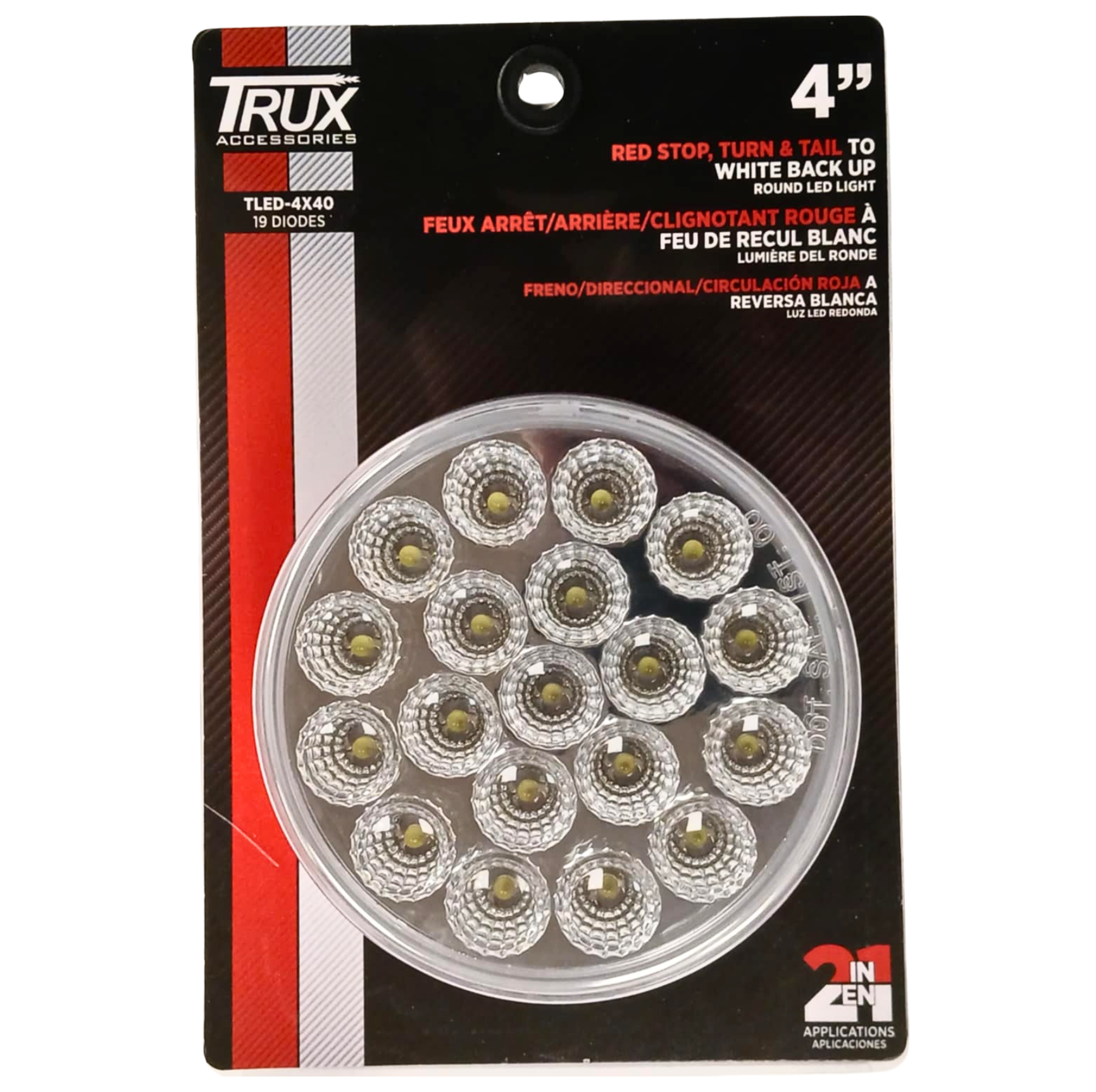 4" Red/White Back Up Light